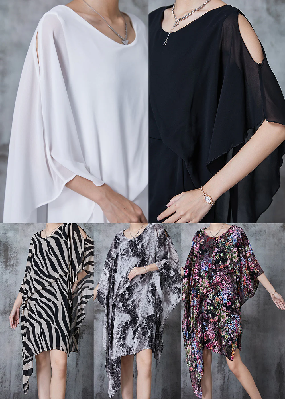 Fashion White Cold Shoulder Asymmetrical Design Dresses Summer - Image 5