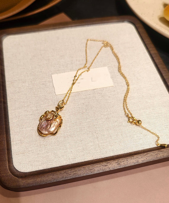 Fashion White Copper Overgild Pearl Branch Pendant Necklace - Image 4
