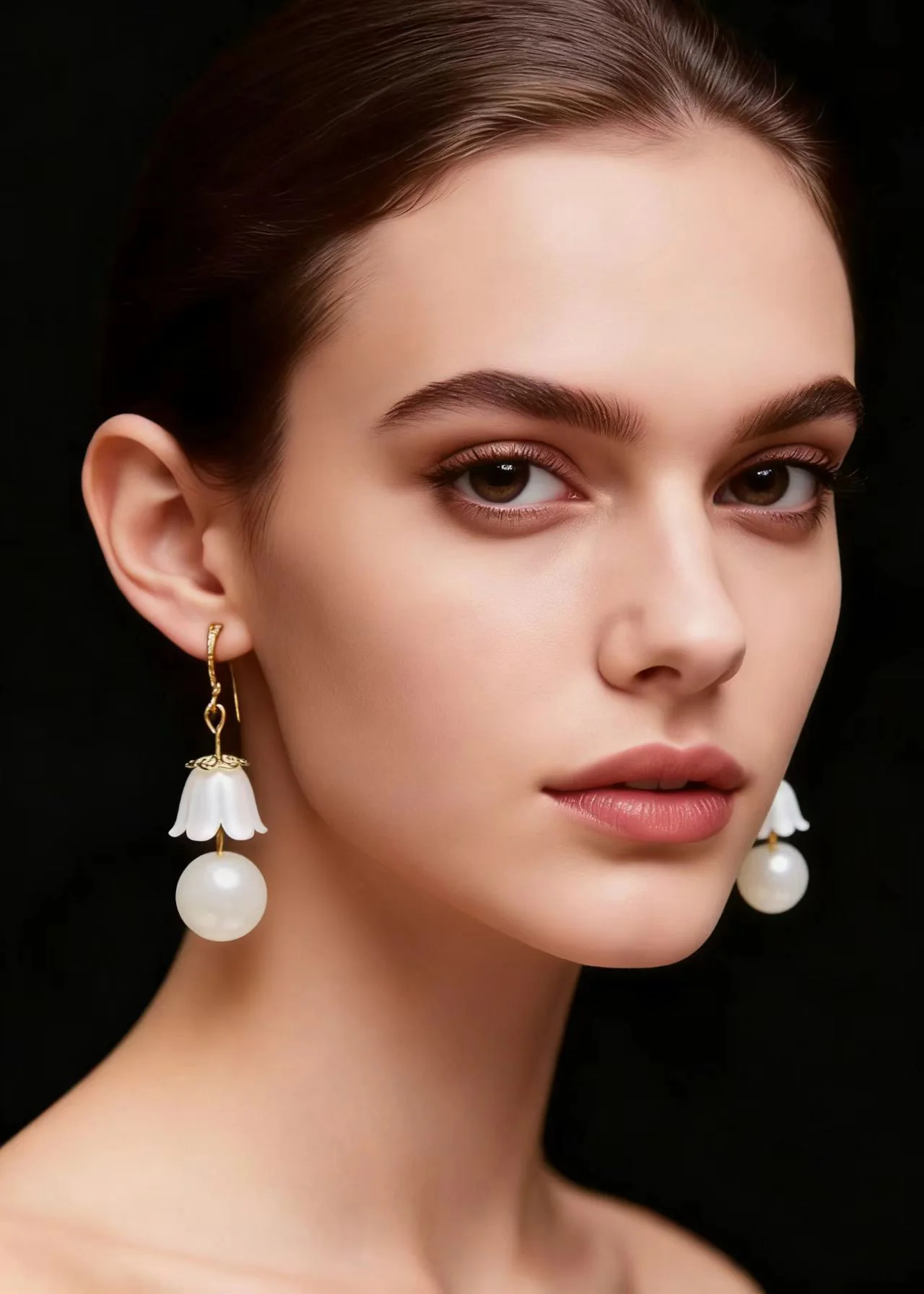 Fashion White Lily Of The Valley Pearl Drop Earrings - Image 2