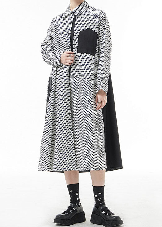 Fashion White Peter Pan Collar button Patchwork shirt Dresses Spring - Image 2