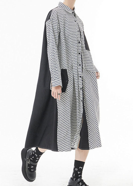 Fashion White Peter Pan Collar button Patchwork shirt Dresses Spring - Image 4