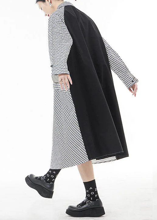 Fashion White Peter Pan Collar button Patchwork shirt Dresses Spring - Image 5