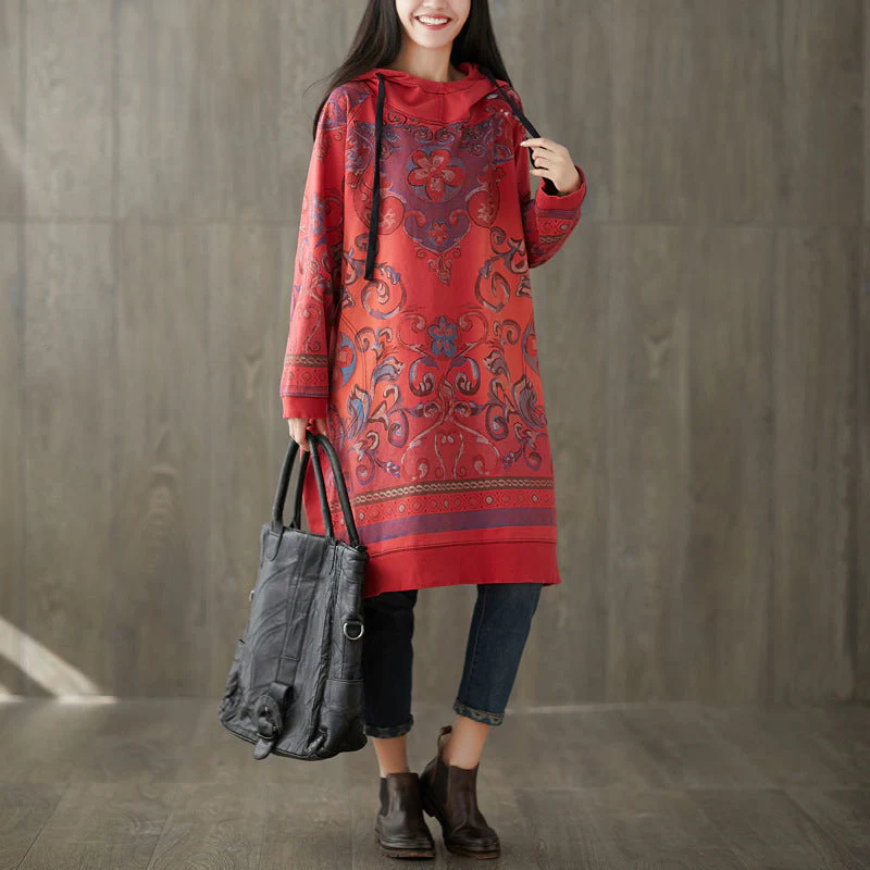 Fashion Yellow Hooded side open Print Sweatshirt dresses Spring - Image 4