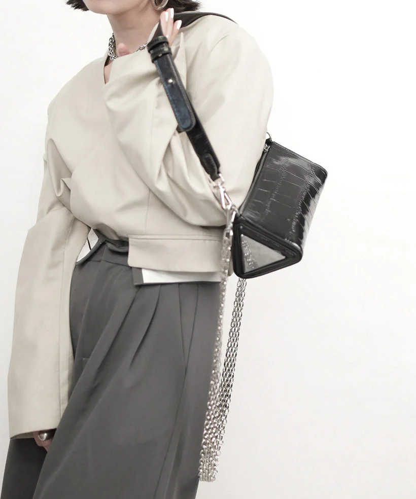 Fine Black Durable Calf Leather Shoulder Bag - Image 2