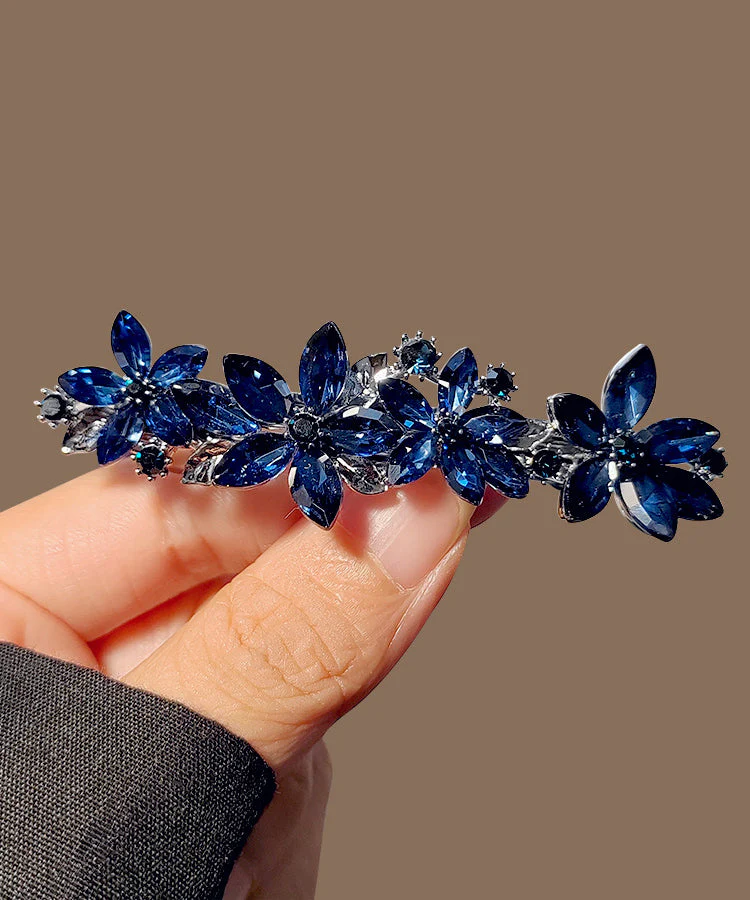 Fine Blue Alloy Crystal Floral Hairpin - Image 3