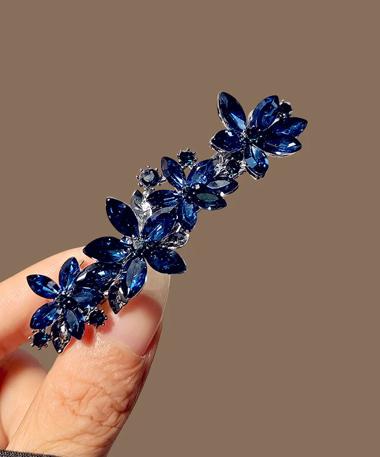 Fine Blue Alloy Crystal Floral Hairpin - Image 4