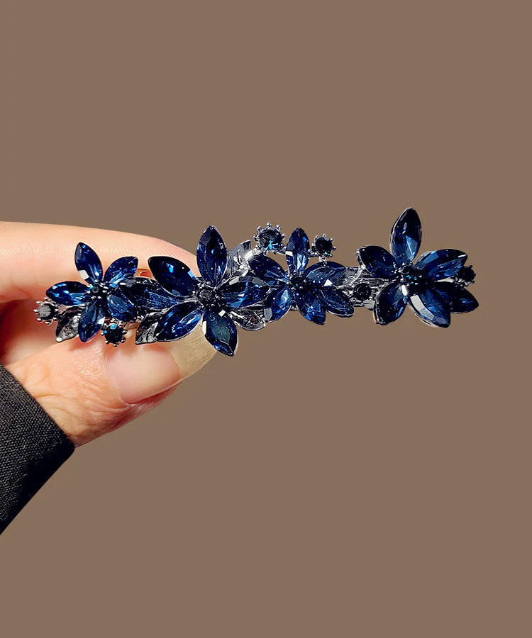 Fine Blue Alloy Crystal Floral Hairpin - Image 5