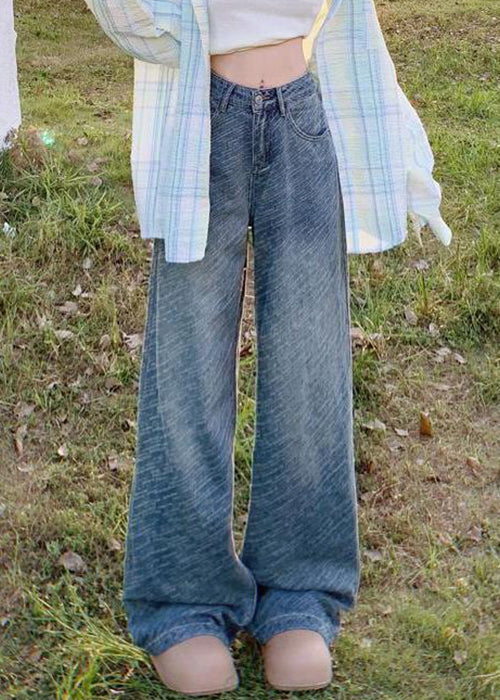 Fine Blue Original Design Pockets High Waist Denim Pants Spring - Image 4