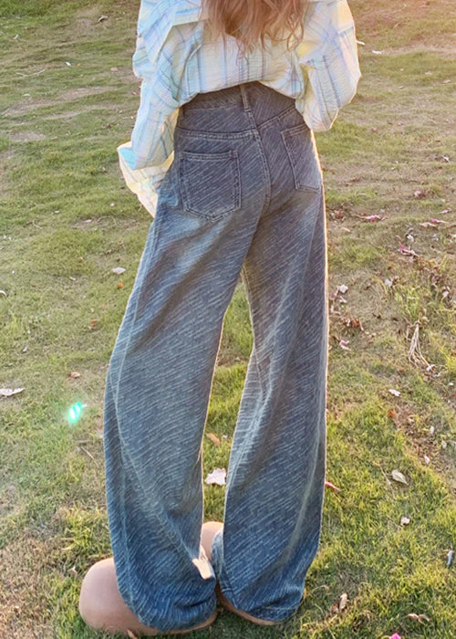 Fine Blue Original Design Pockets High Waist Denim Pants Spring - Image 5