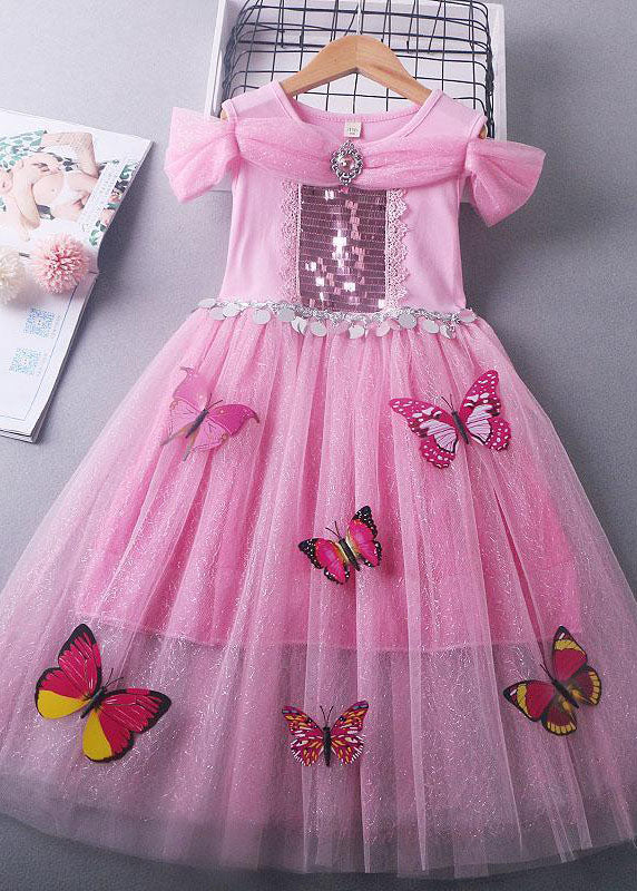 Fine Blue Sequins Wrinkled Patchwork Tulle Kids Girls Princess Dress Summer - Image 4