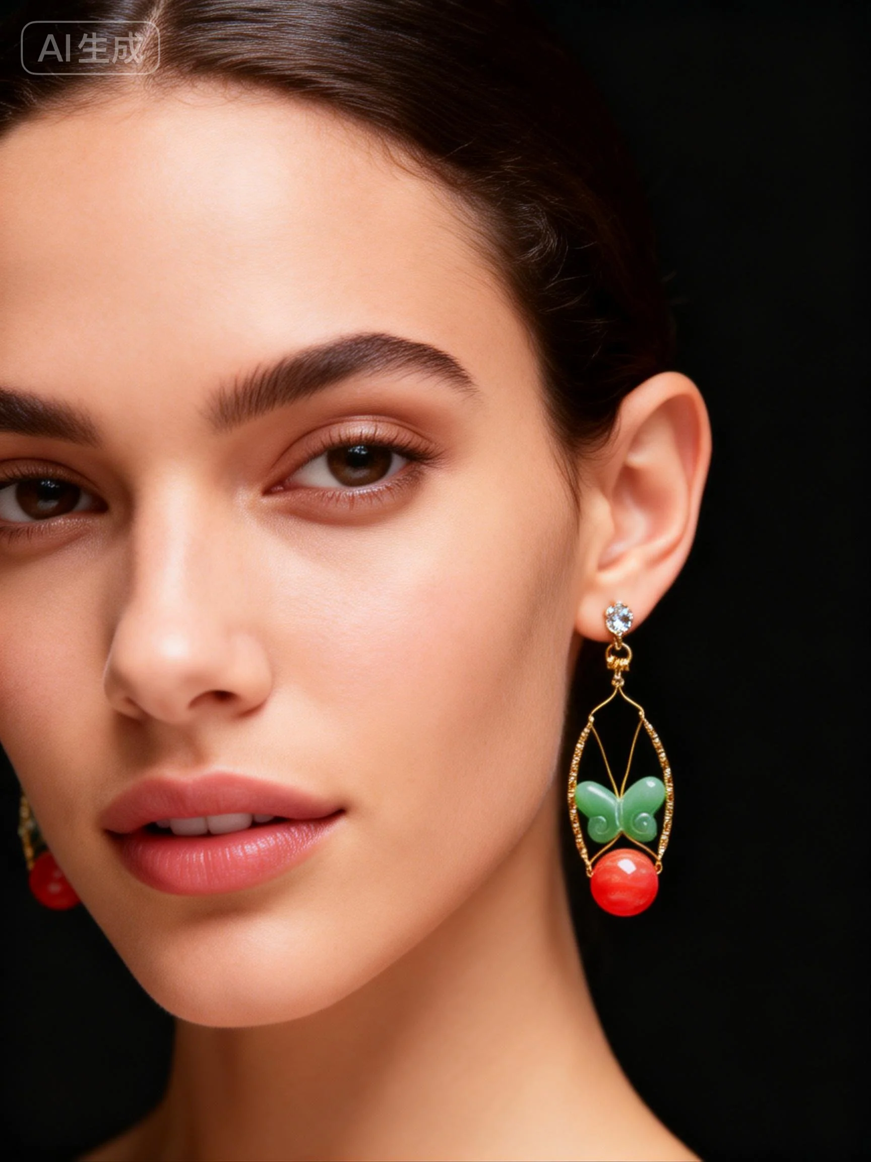 Fine Butterfly Jade Original Design Drop Earrings - Image 4