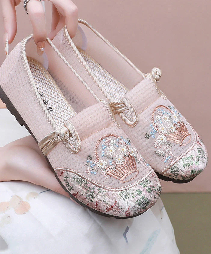 Fine Embroidery Flat Shoes For Women Grey Tulle Fabric - Image 3
