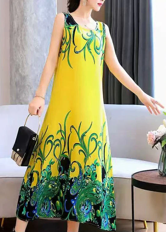 Fine Fluorescent Green Print Cotton Party Dress Summer - Image 3