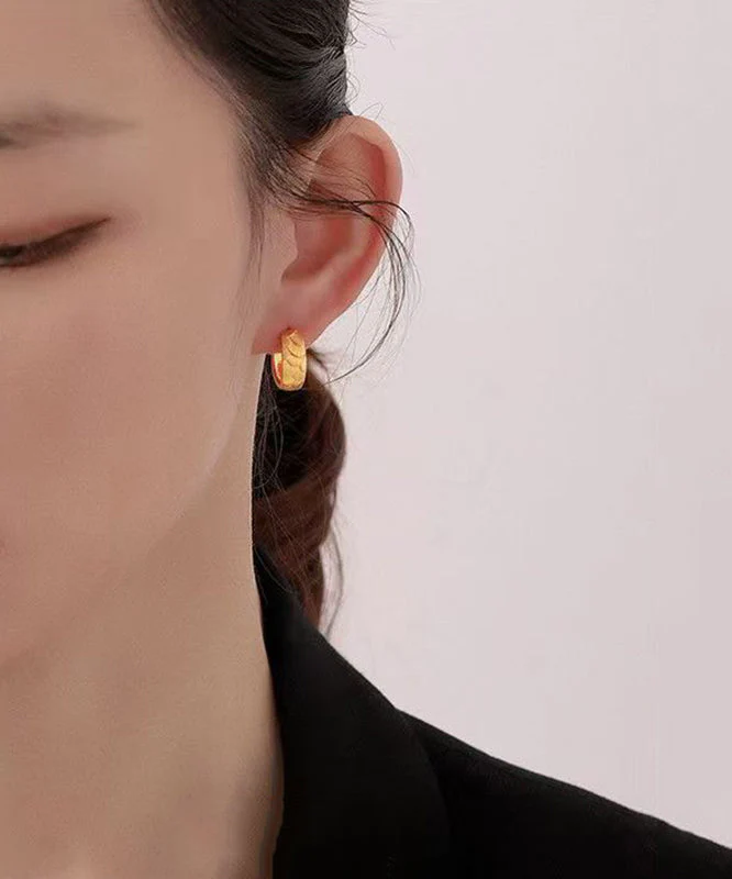 Fine Gold Copper Alloy Fish Scale Hoop Earrings - Image 2