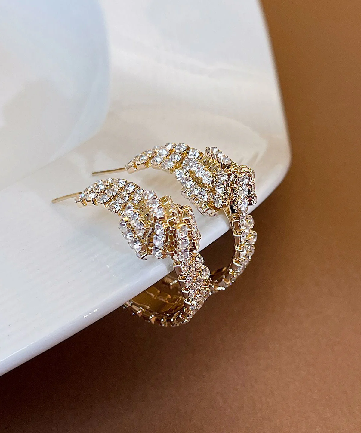 Fine Gold Copper Zircon Overgild Hoop Earrings - Image 2