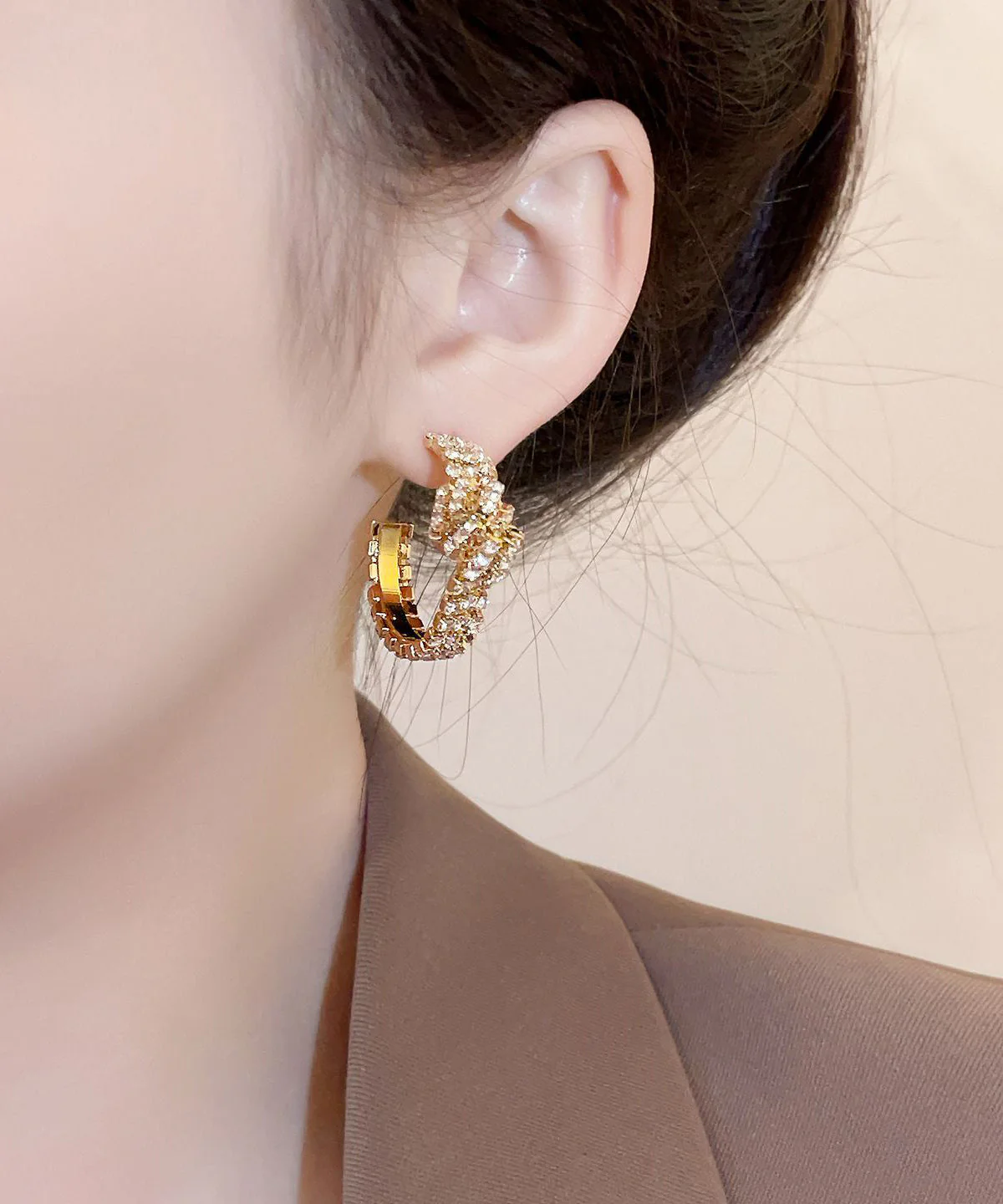Fine Gold Copper Zircon Overgild Hoop Earrings - Image 5