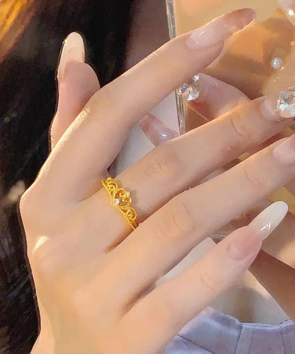 Fine Gold Sterling Silver Overgild Love Open Rings - Image 2