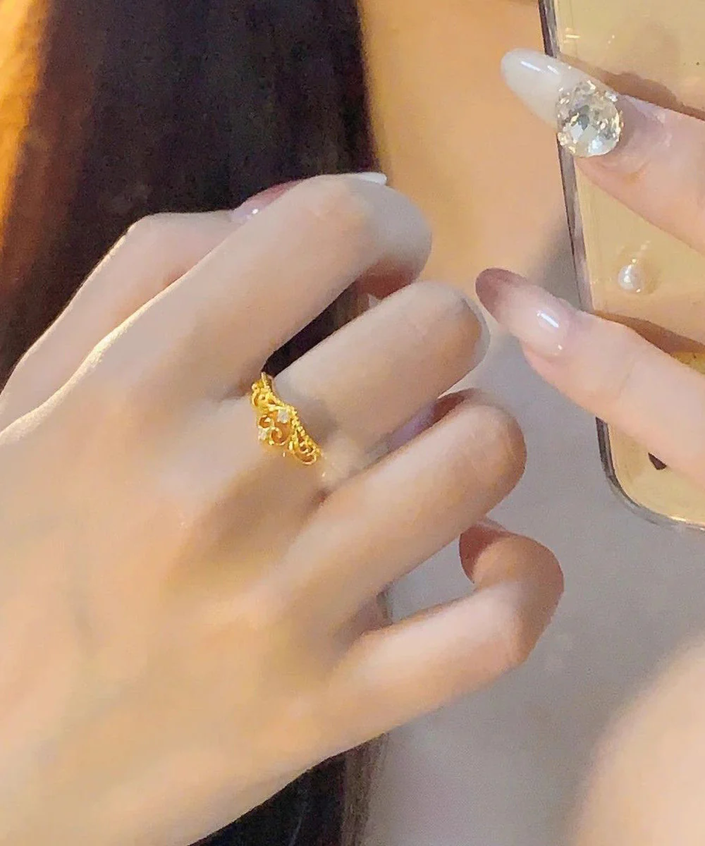 Fine Gold Sterling Silver Overgild Love Open Rings - Image 5