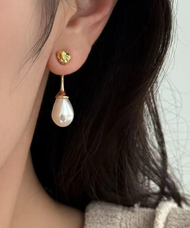 Fine Gold Sterling Silver Overgild Zircon Water Droplet Drop Earrings - Image 3