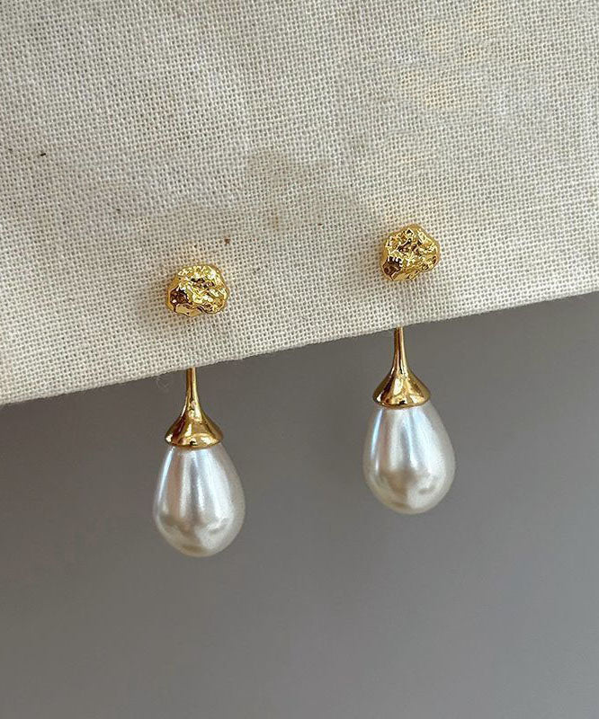 Fine Gold Sterling Silver Overgild Zircon Water Droplet Drop Earrings - Image 4
