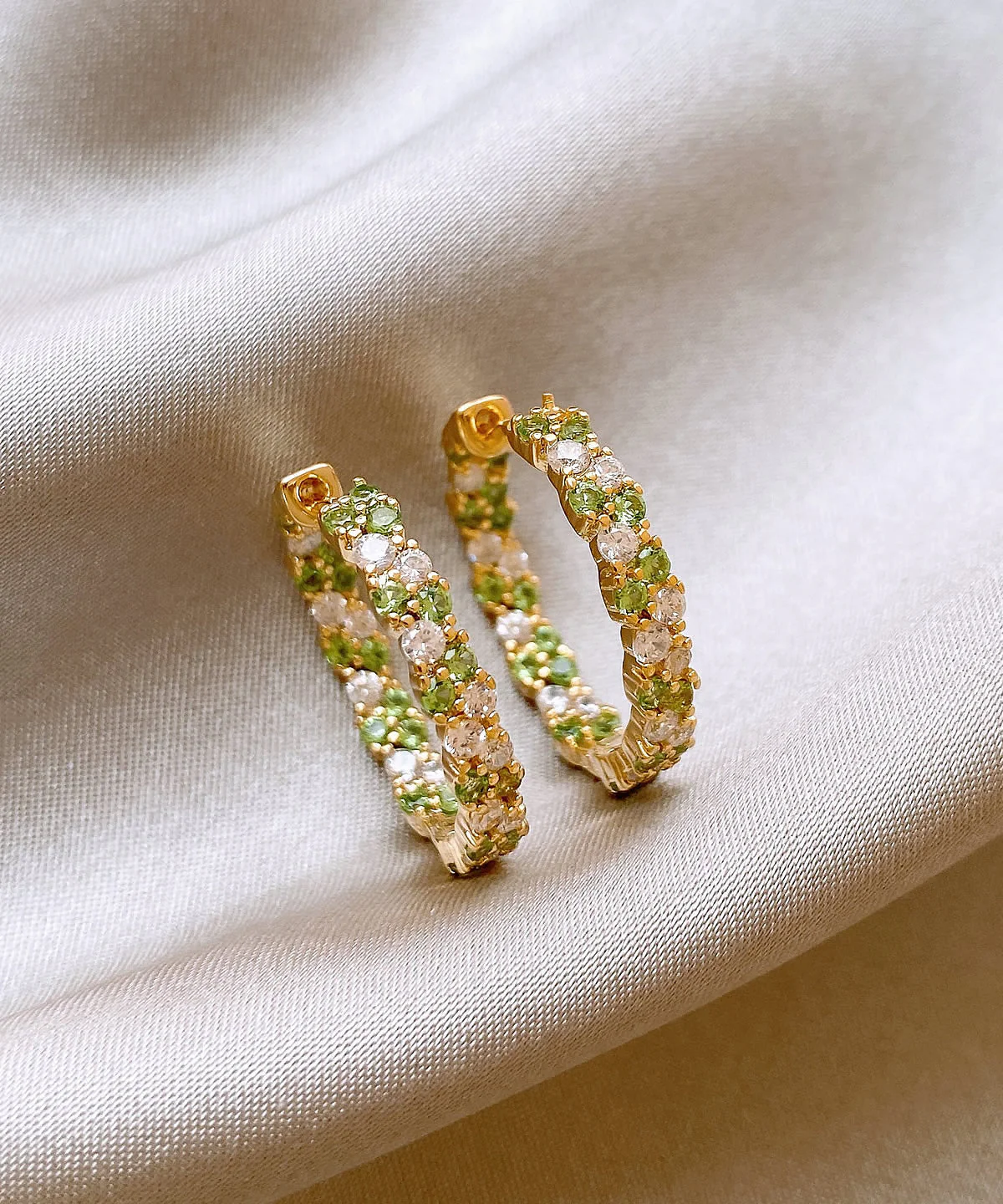 Fine Green Copper Overgild Zircon Hoop Earrings - Image 5