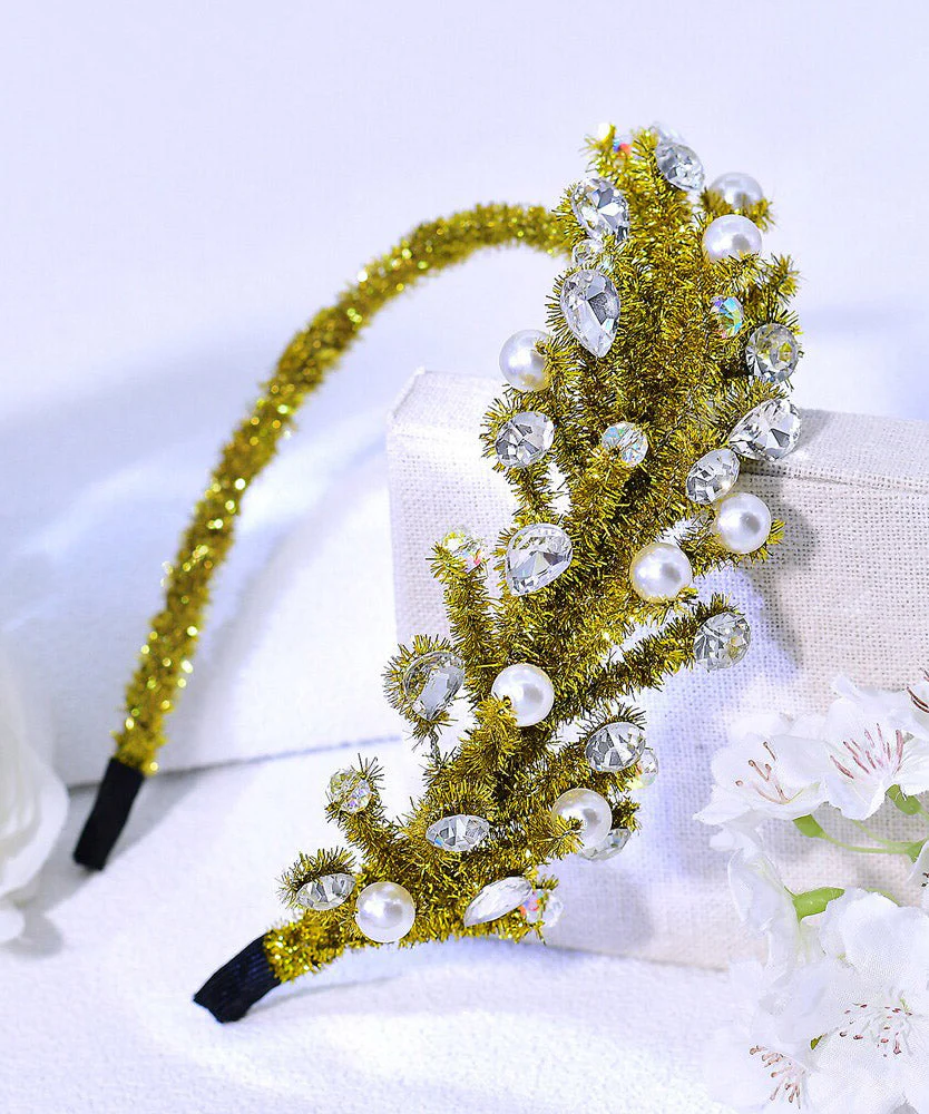 Fine Green Weave Acrylic Pearl Zircon HairPiece - Image 2