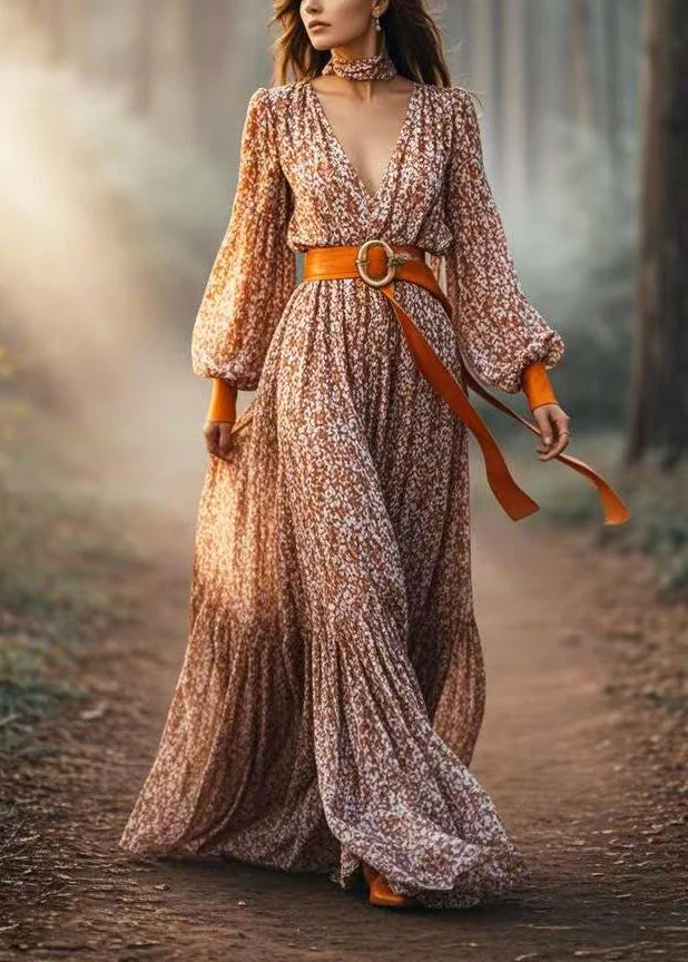 Fine Khaki Cinched Print Cotton Vacation Dress Spring - Image 3