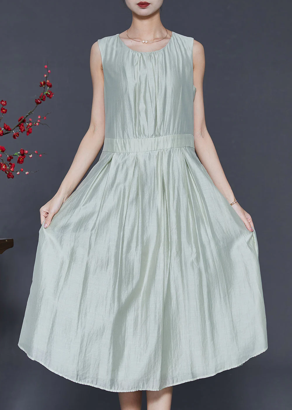 Fine Light Green Embroidered Patchwork Silk Oriental Dress Two Piece Set Summer - Image 3