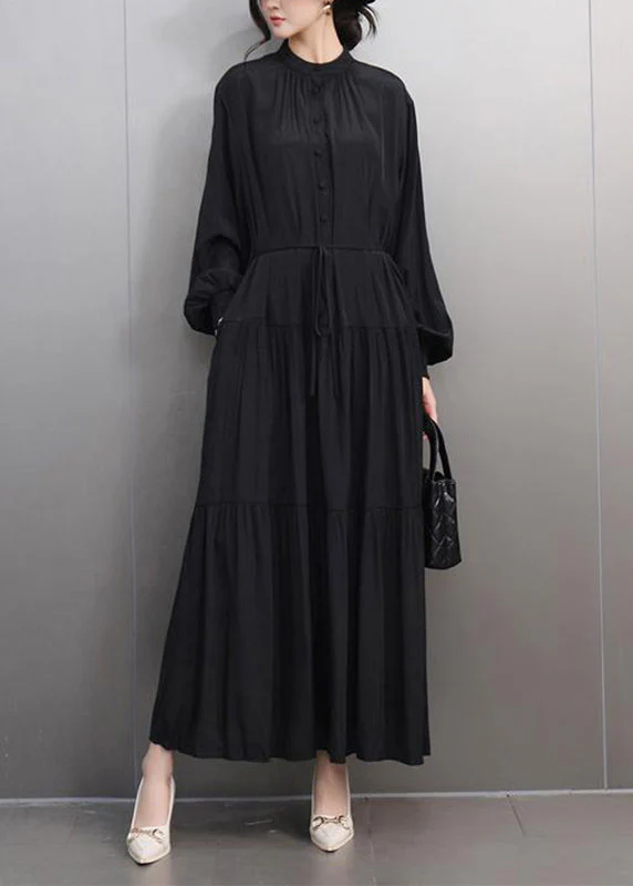 Fine Orange O-Neck Patchwork Tie Waist Long Dresses Spring - Image 4