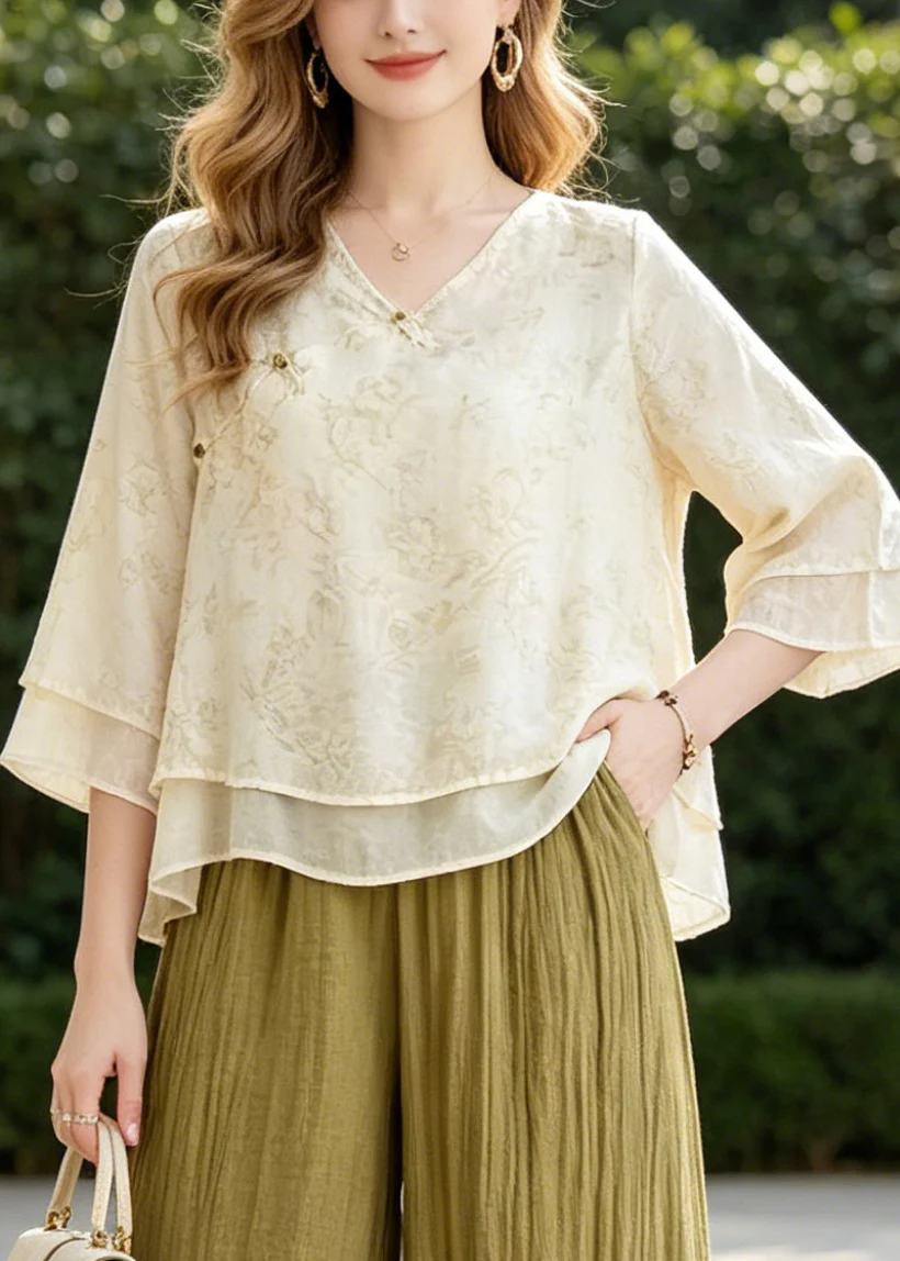 Fine Oversized Print Cotton Two Pieces Set Summer - Image 2