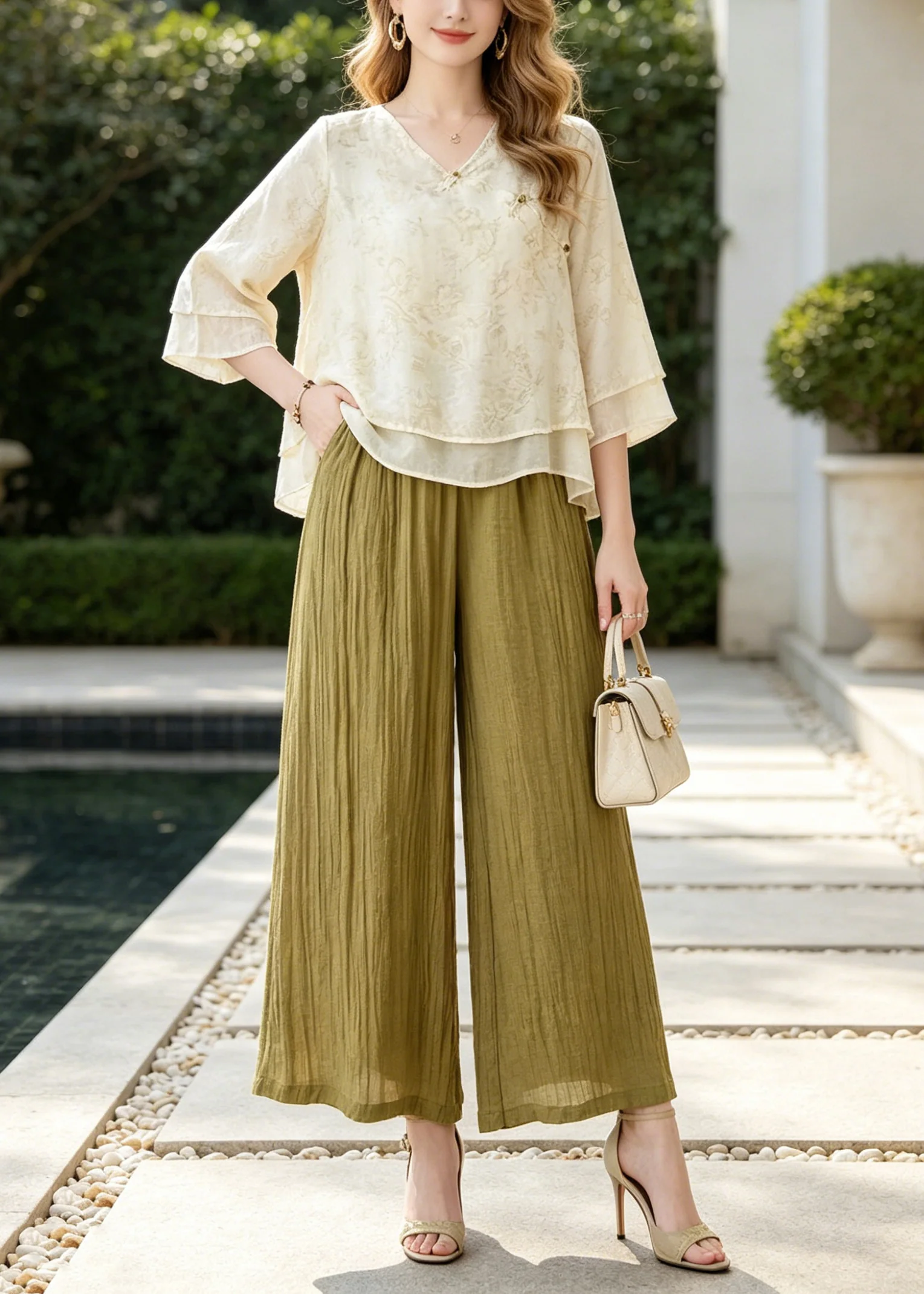 Fine Oversized Print Cotton Two Pieces Set Summer - Image 3