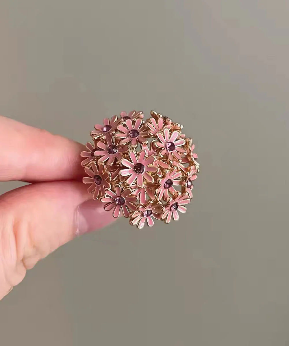 Fine Pink Floral Open Mouth Alloy Rings - Image 4