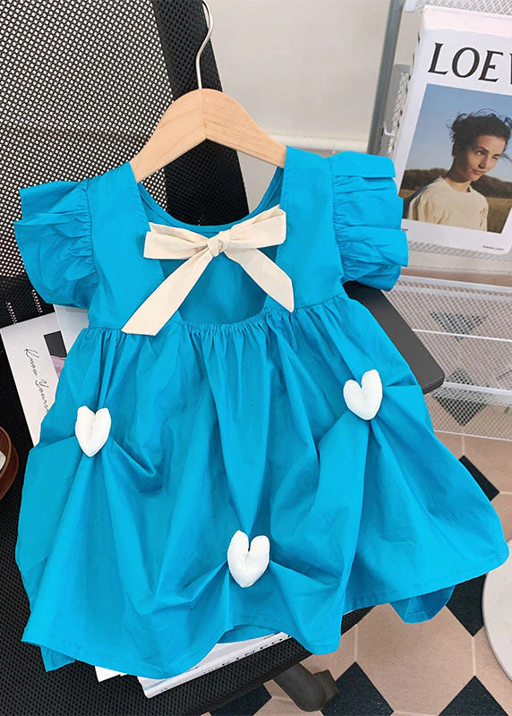 Fine Pink Ruffled Heart Patchwork Cotton Kids Girls Dresses Summer - Image 2