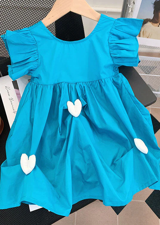 Fine Pink Ruffled Heart Patchwork Cotton Kids Girls Dresses Summer - Image 4