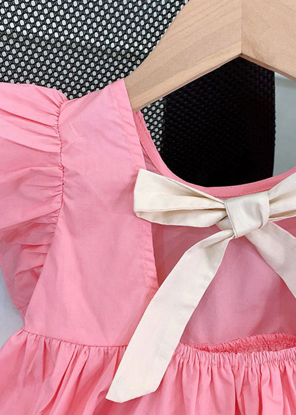 Fine Pink Ruffled Heart Patchwork Cotton Kids Girls Dresses Summer - Image 5