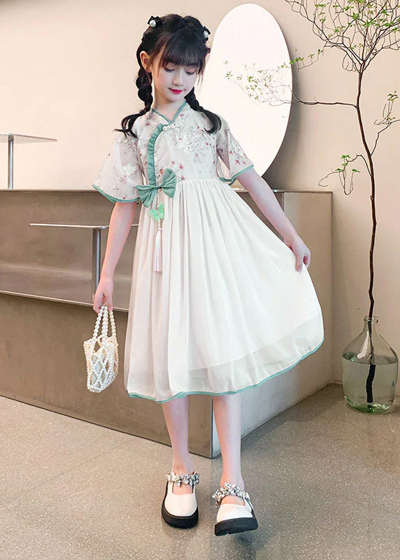 Fine Pink Ruffled Tasseled Patchwork Chiffon Kids Girls Dress Summer - Image 2