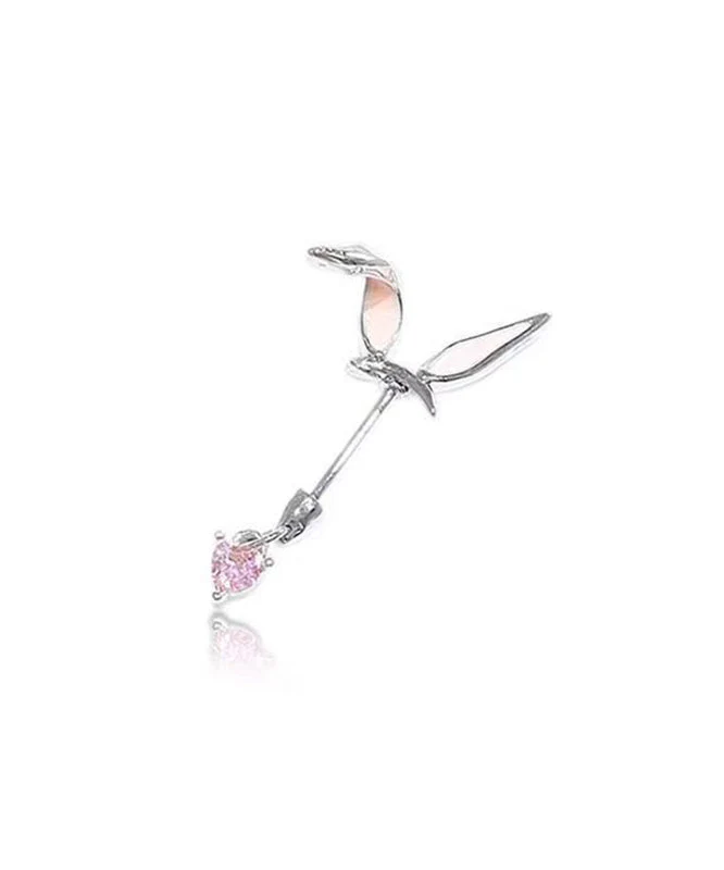 Fine Pink Stainless Steel Little Rabbit Arc Love Single Stud Earrings - Image 5