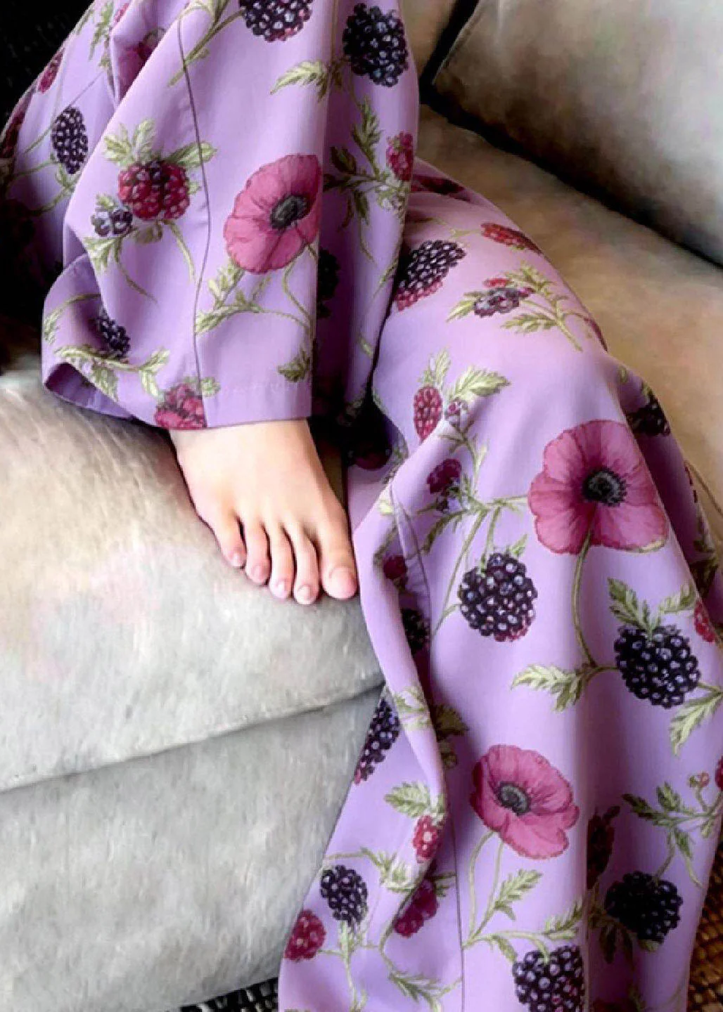 Fine Purple Print Wide Leg Pants Summer - Image 4