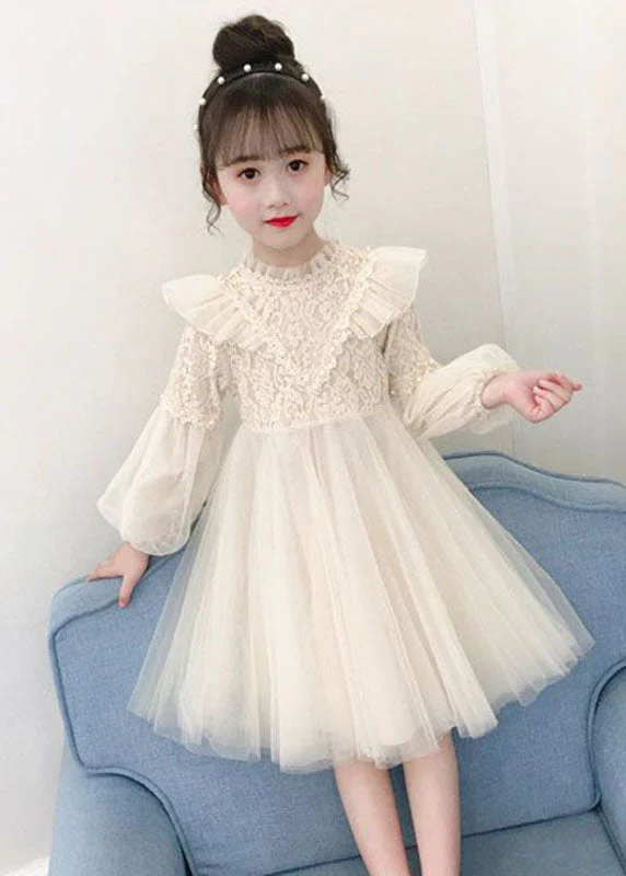 Fine Purple Ruffled Lace PatchworkNail Bead Tulle Girls Maxi Dresses Fall - Image 4