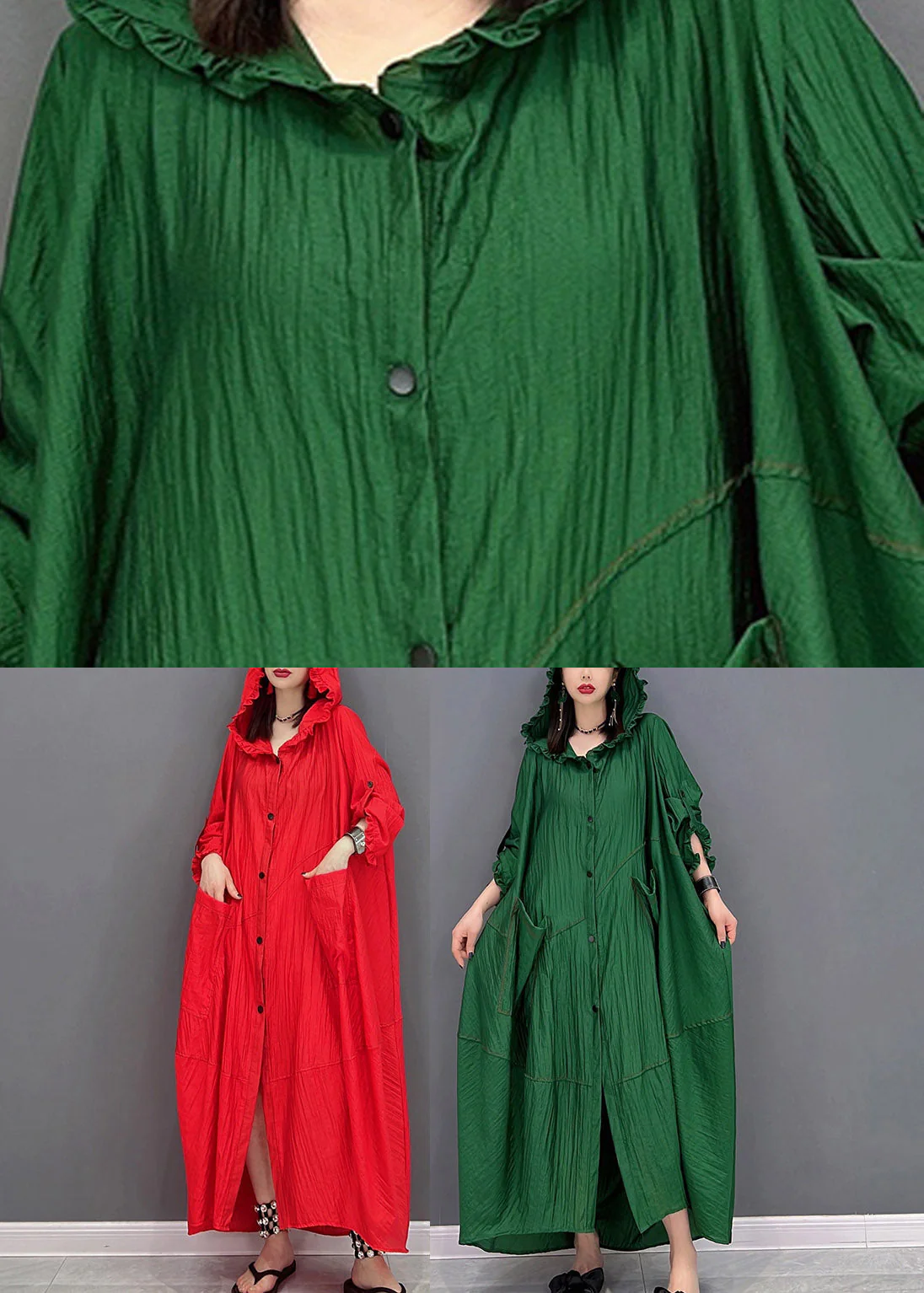 Fine Red V Neck Pockets Holiday Dress Long Sleeve - Image 5