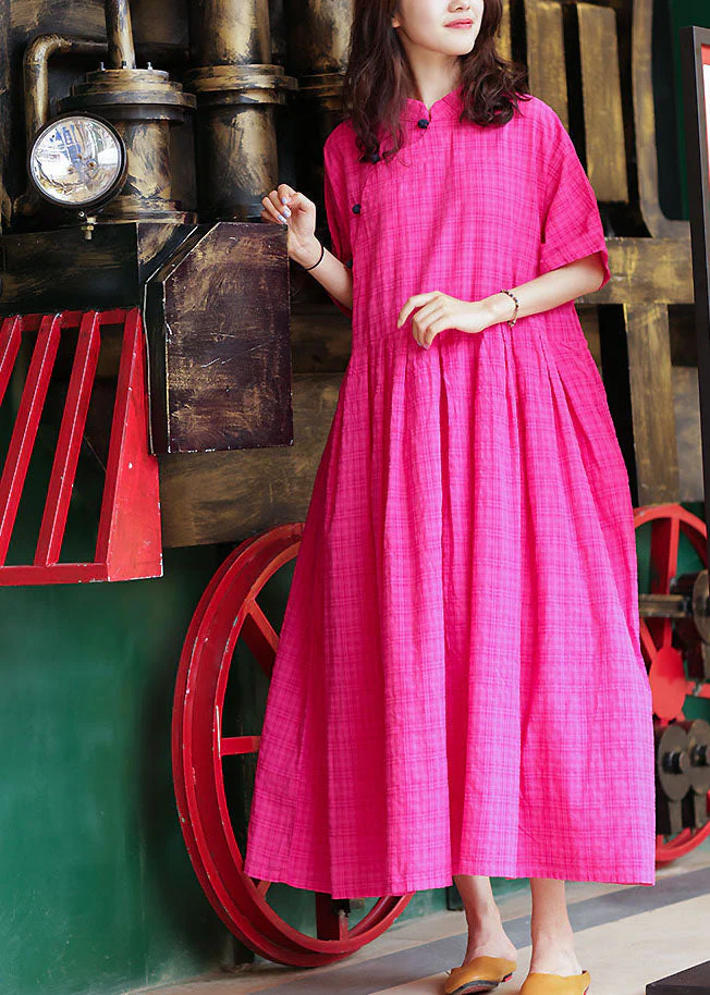 Fine Rose Oversized Exra Large Hem Cotton Maxi Dress Short Sleeve - Image 2