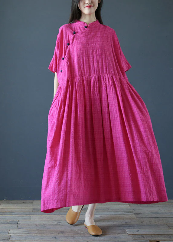 Fine Rose Oversized Exra Large Hem Cotton Maxi Dress Short Sleeve - Image 3