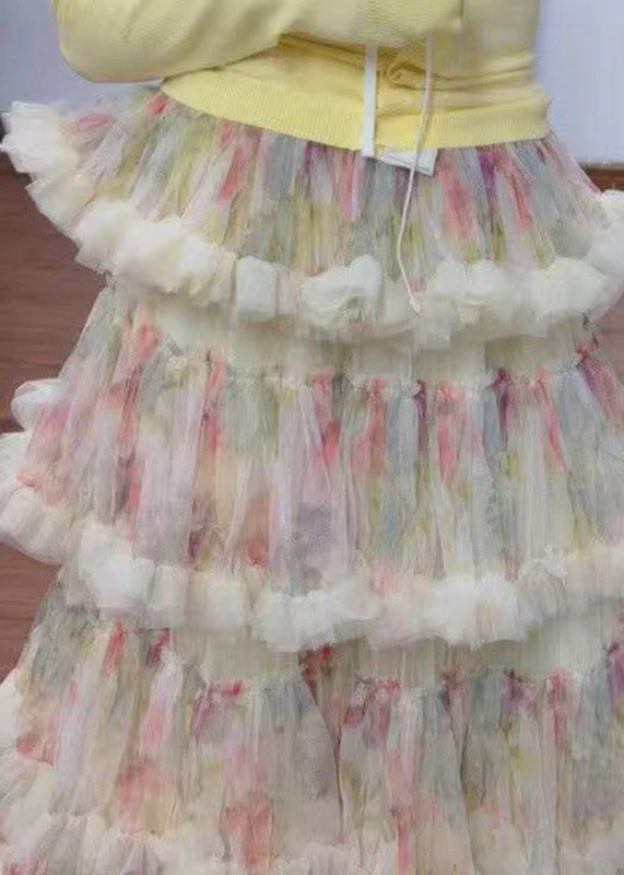 Fine Ruffled Layered Patchwork Tulle A Line Cake Skirt - Image 2