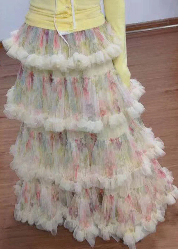 Fine Ruffled Layered Patchwork Tulle A Line Cake Skirt - Image 3