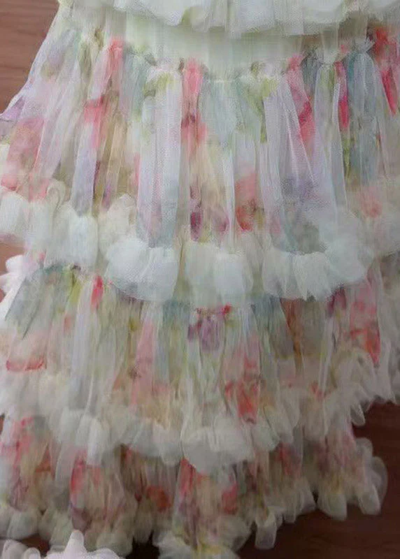 Fine Ruffled Layered Patchwork Tulle A Line Cake Skirt - Image 4