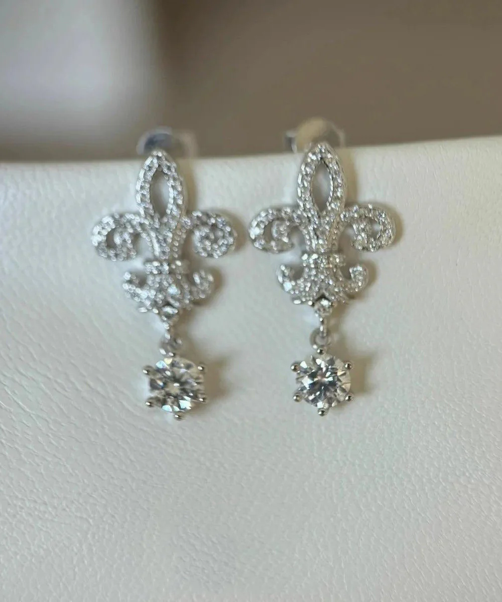 Fine Silk Alloy Zircon Iris Water Droplet Tassel Drop Earrings - Image 2