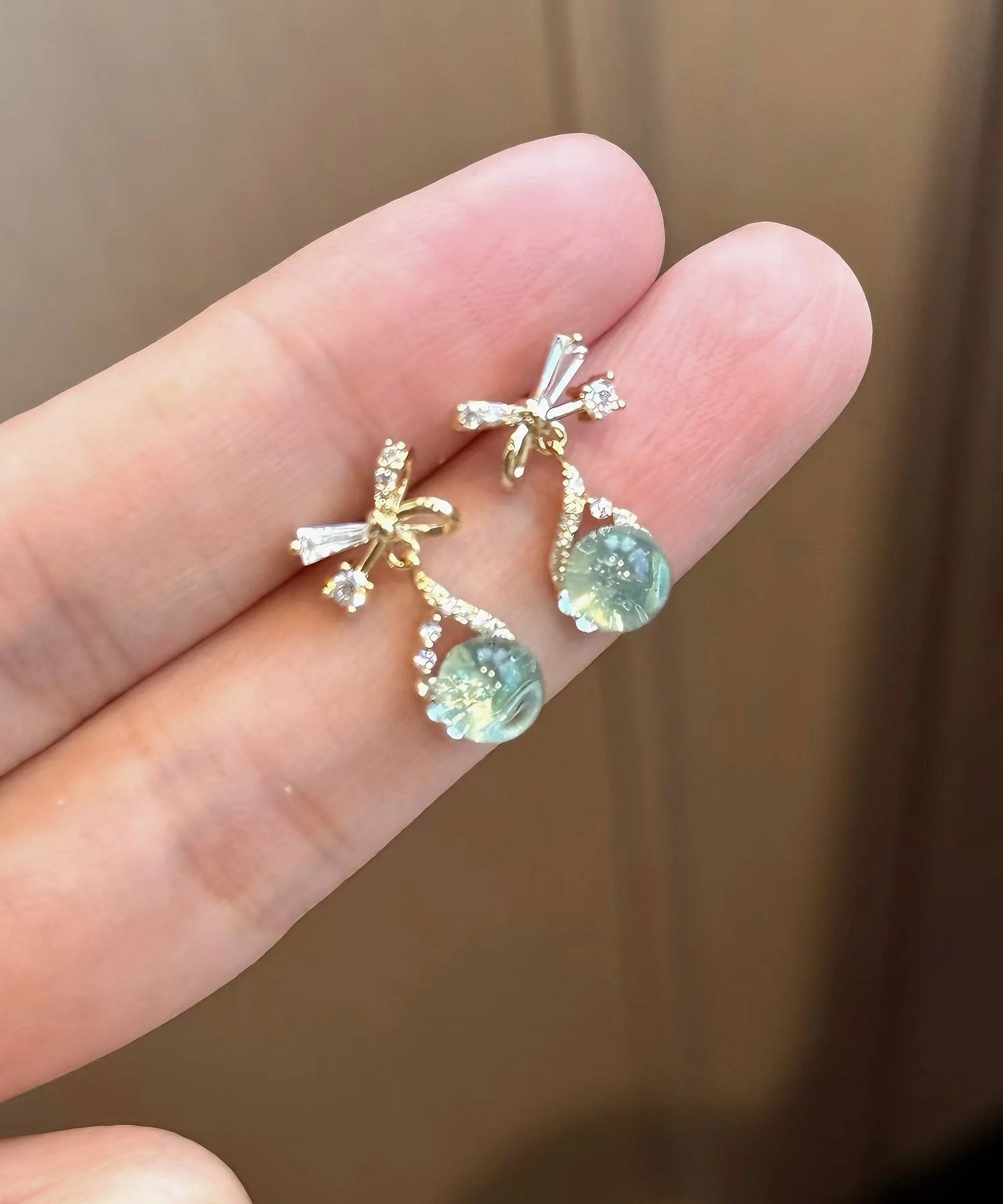 Fine Silk Copper Alloy Zircon Bow Drop Earrings - Image 5