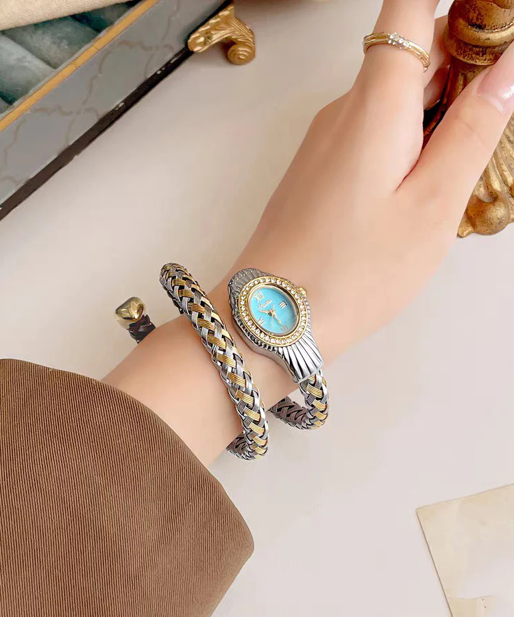Fine Silk Stainless Steel Zircon Serpentine Waterproof Watch - Image 2