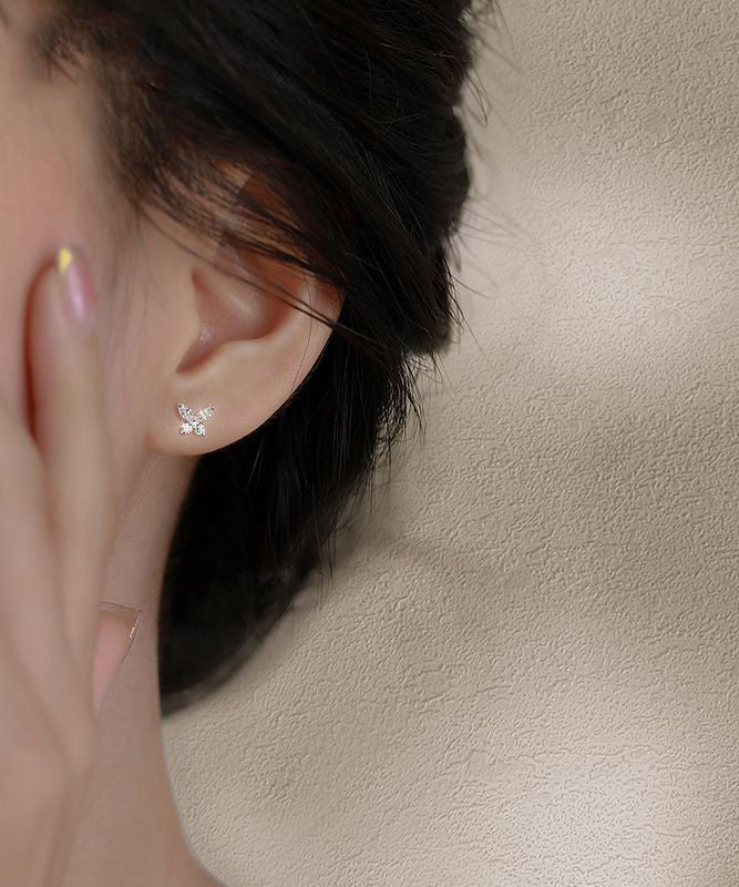 Fine Silk Stergild Silver Zircon Butterfly Stud Earrings - Image 5