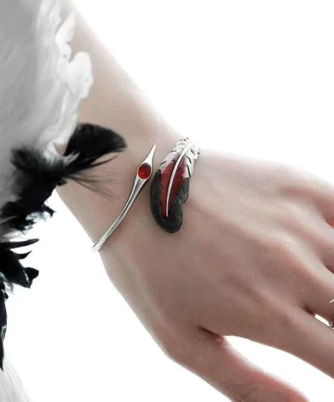 Fine Silk Sterling Silver Crane Feather Cuff - Image 3